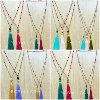 ceramic glass beads tassels necklace mix color wholesale price 50 pieces